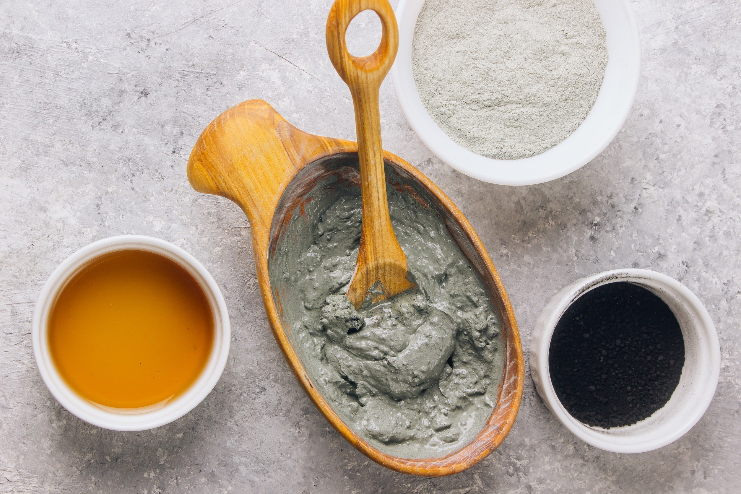 Homemade facial mask with clay and charcoal