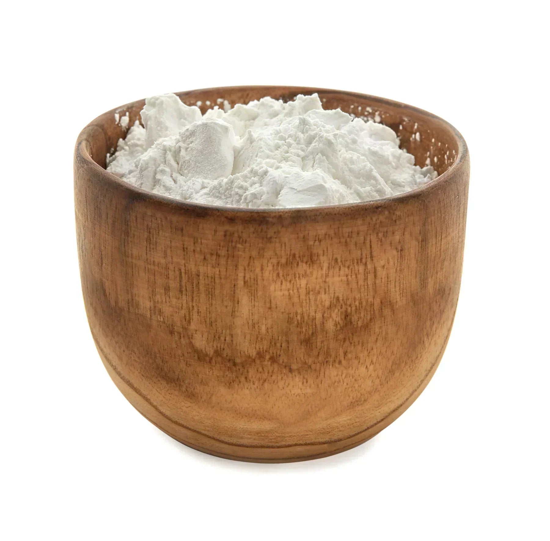 Niacinamide powder in wooden bowl