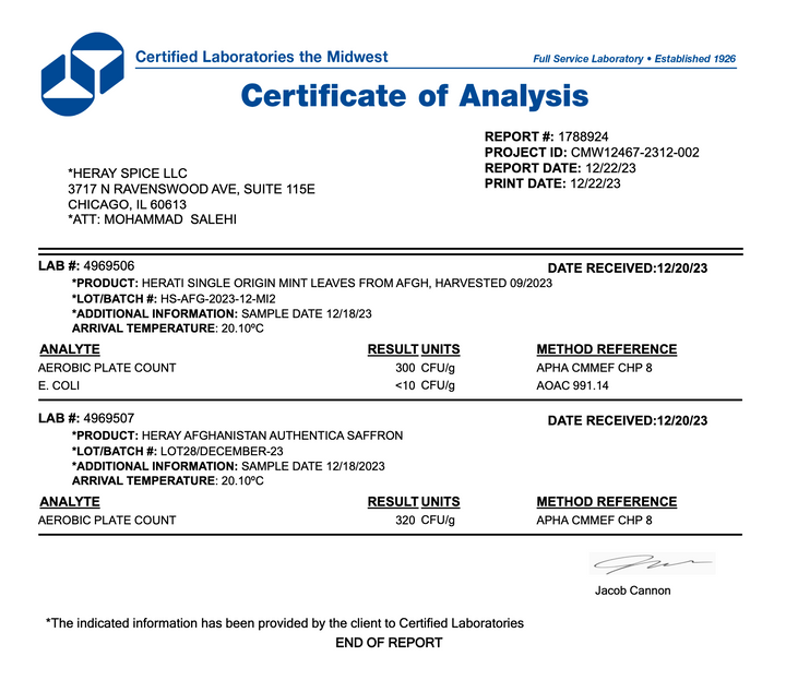 Heray Spice - Herati Mint Leaves (peppermint) 1 Oz